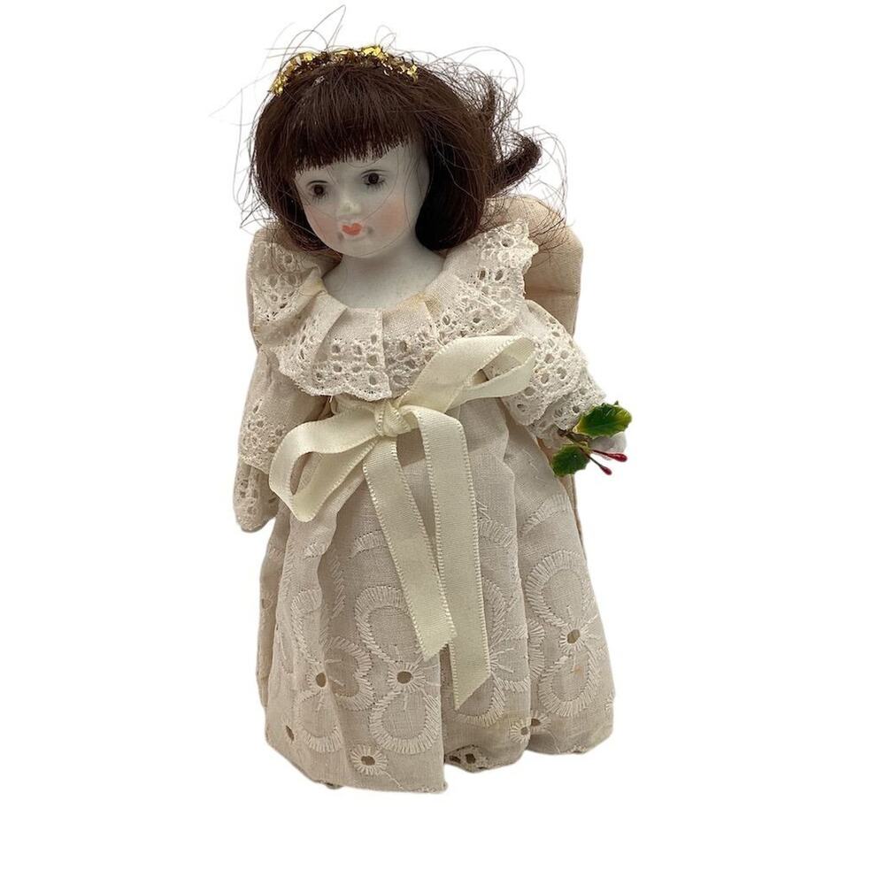 Vintage Porcelain Collector's Corner with Lace Dress Christmas Decor